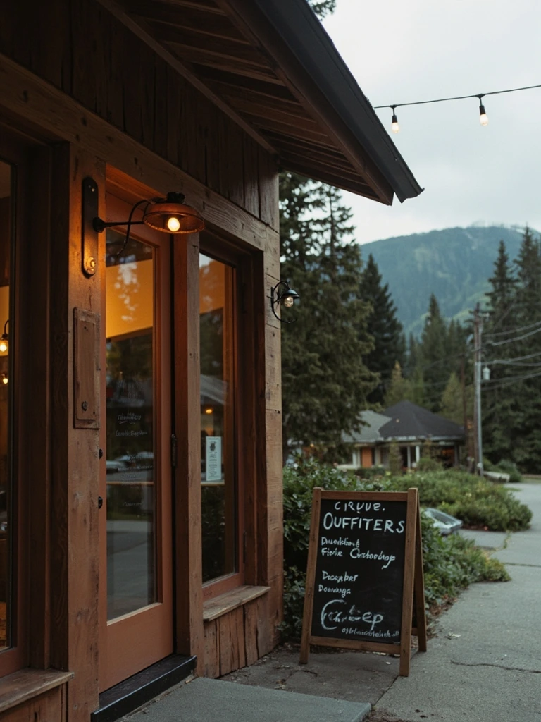The facade of Cirque Outfitters in Bend, Oregon, photographed on an overcast morning.